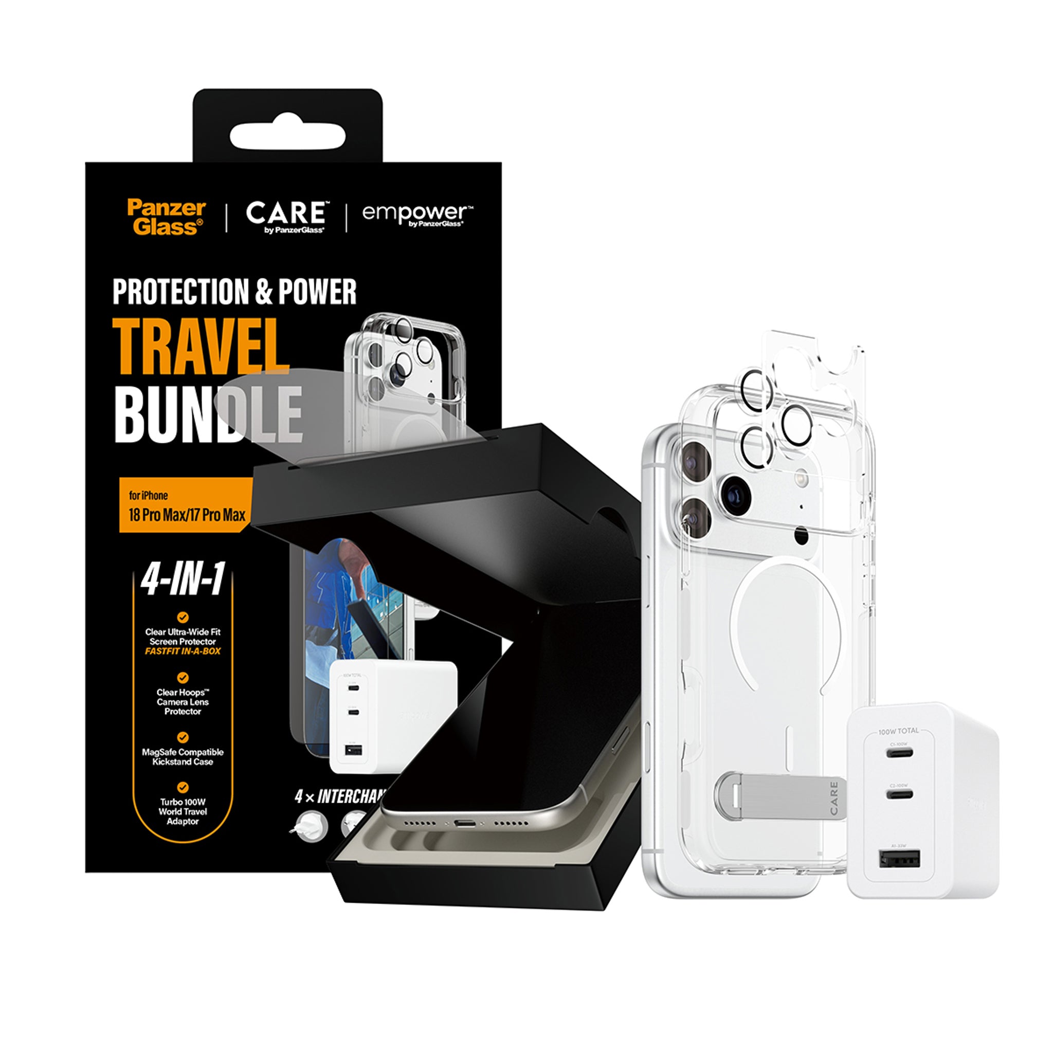 CARE™ by PanzerGlass® 4-in-1 Travel Set iPhone 18 Pro Max